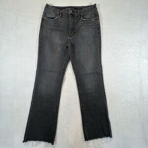 Joe's Jeans Women Size 30 Black Mid Rise Straight Raw Hem Ankle Stretch Denim